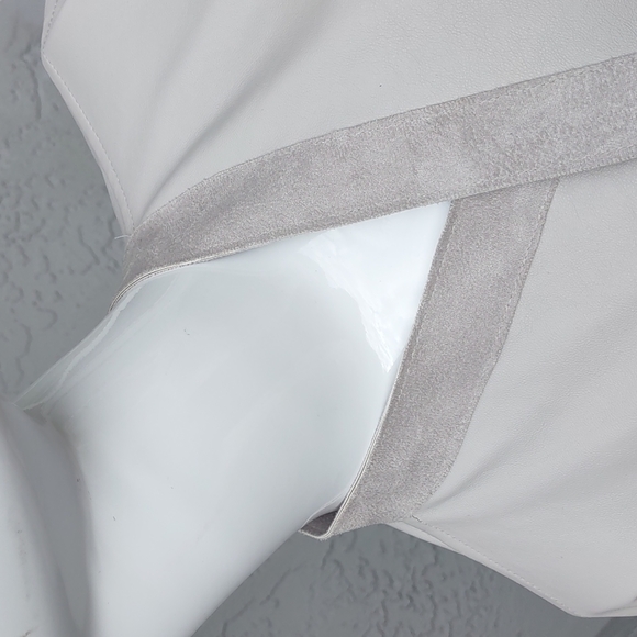 BB Dakota Women's Taupe Reversible Faux Leather Open Front Jacket Coat - Picture 6 of 16